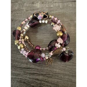 Vintage Memory Wire Beaded Bracelet